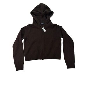 GAP Full Zip Knit Hoodie Sweater Women's Small Brown Cotton Blend Long Sleeve